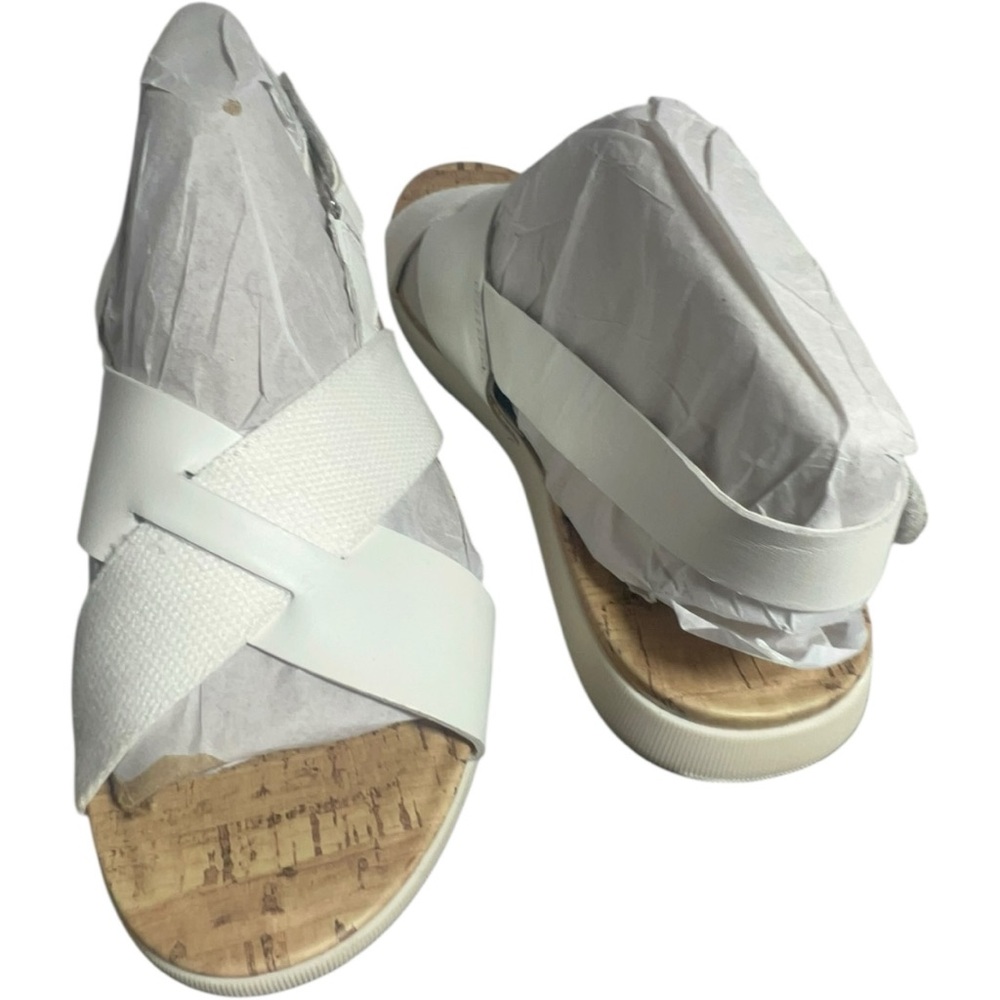 Naturalizer White Sandals with Cork Platform size 8 padded comfortable leather